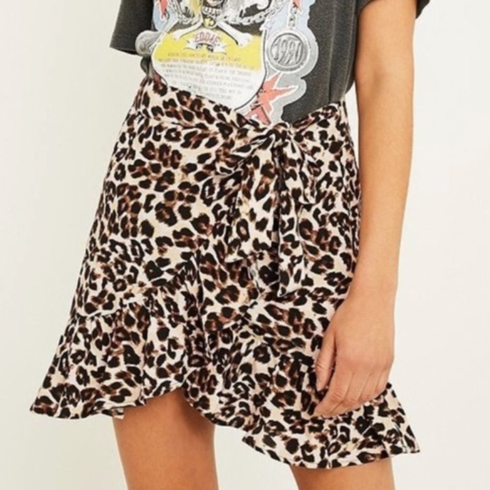 Leopard Print Ruffle Wrap Skirt UO
